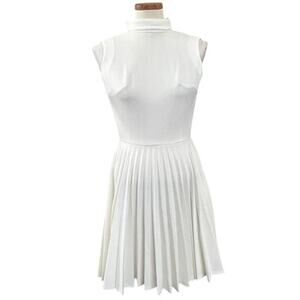 Vintage Accordion Skirt Tennis Dress White XS Retro Country Club Preppy Academia